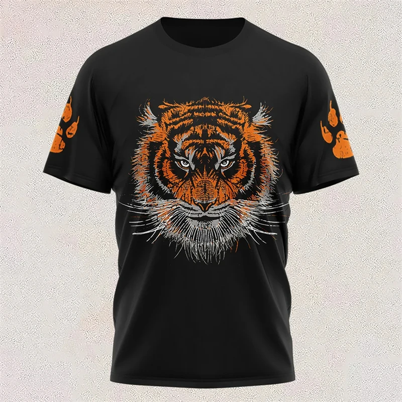 

Fashion Colorful Tiger Pattern 3D Print Men's Short Sleeved T-shirt Daily Casual Breathable Oversize Crew Neck Pullover Clothes