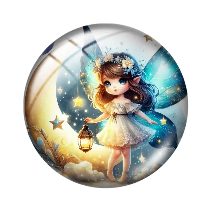 غريب الأطوار ليلة الجنية مسحور عابث مزيج 12 مللي متر/18 مللي متر/20 مللي متر/25 مللي متر صورة مستديرة الزجاج كابوشون التجريبي ظهر مسطح صنع النتائج #4