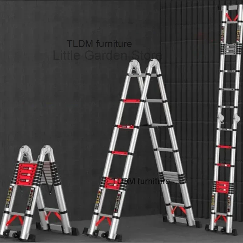 Multifunctional Lifting Step Ladders Home Herringbone Telescopic Ladder Aluminum Alloy Portable Engineering Folding Ladders A