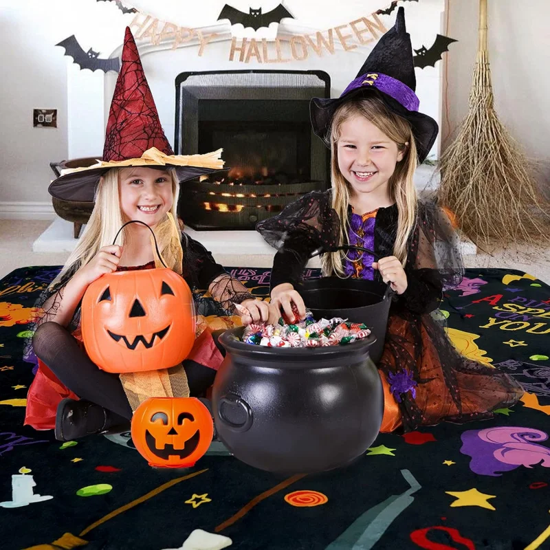 Halloween Blanket Haunted Witch Throw Skull Spider Potions Flannel Fleece and Throws