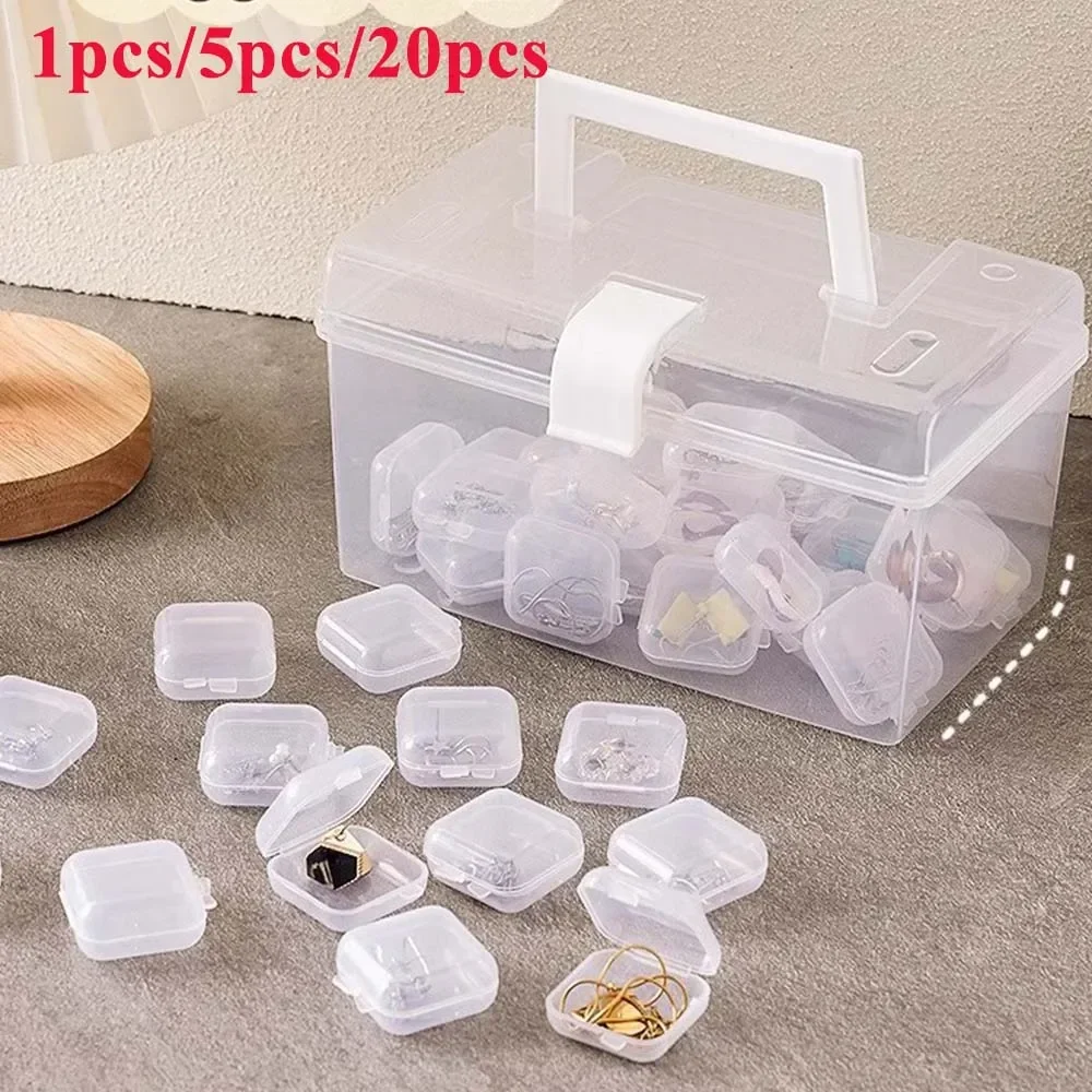 5/20PCS Mini Plastic Storage Box Transparent Jewelry Storage Box Container Portable Earring Ring Earplugs Packag Storage Case