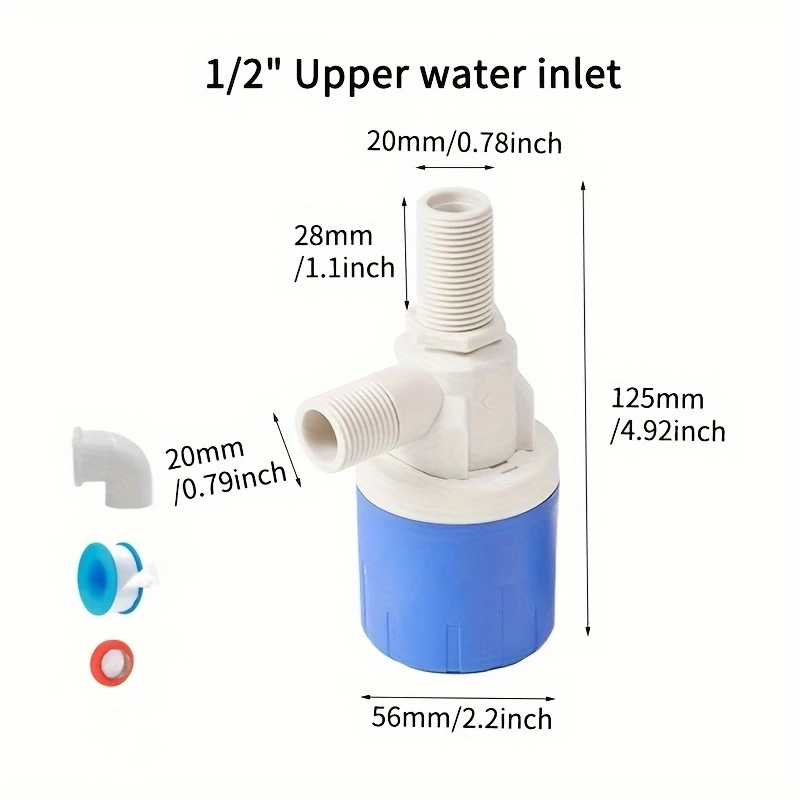 Katup Apung Mini Penutup Otomatis 1/2” Tidak Memerlukan Daya, Pengontrol Ketinggian Air Otomatis untuk Tangki Air dan Menara Air