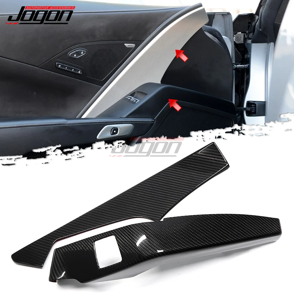 

Carbon Fiber Trim For Chevrolet Chevry Corvette C7 ZR1 Z06 2014-2018 2019 Car Door Panel Armrest Cover Window Lift Switch Frame