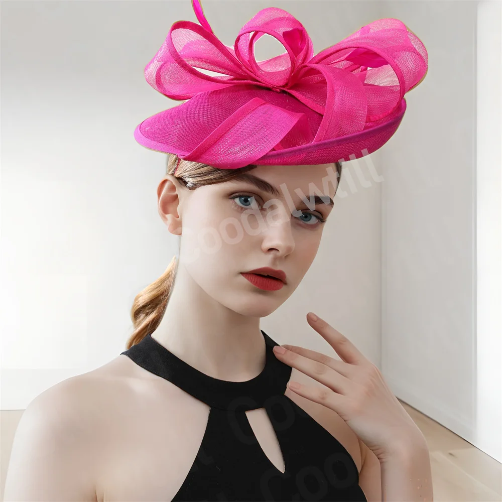 

Hot Pink New Fascinator Wedding Women Hat Derby Race Ladies Headpiece Bride Wedding Chic Pillbox Fascinator Hair Accessories