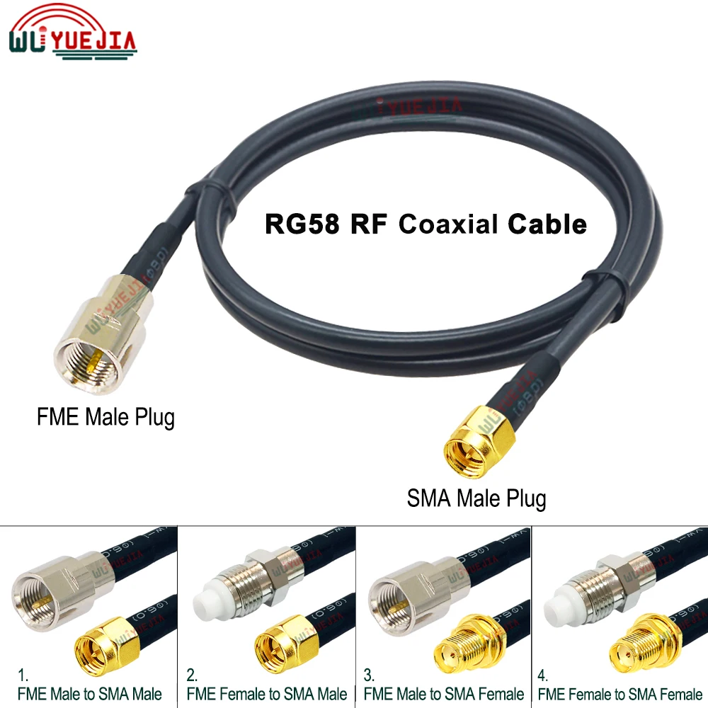 

0.1~20 Meters RG-58 RF Cable FME to SMA Type Connector FME Male Plug to SMA Male or Female Jack RP-SMA RG58 Coax Extension Cable