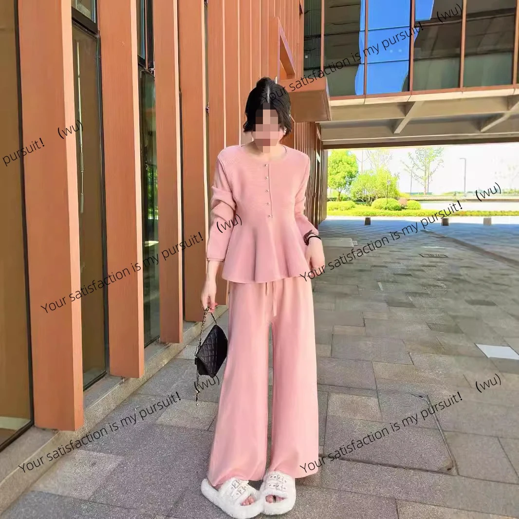 

ZOCI-осень и зима, модный костюм, мягкий восковой однотонный вязаный свитер с широкими штанинами, комплект из двух предметов