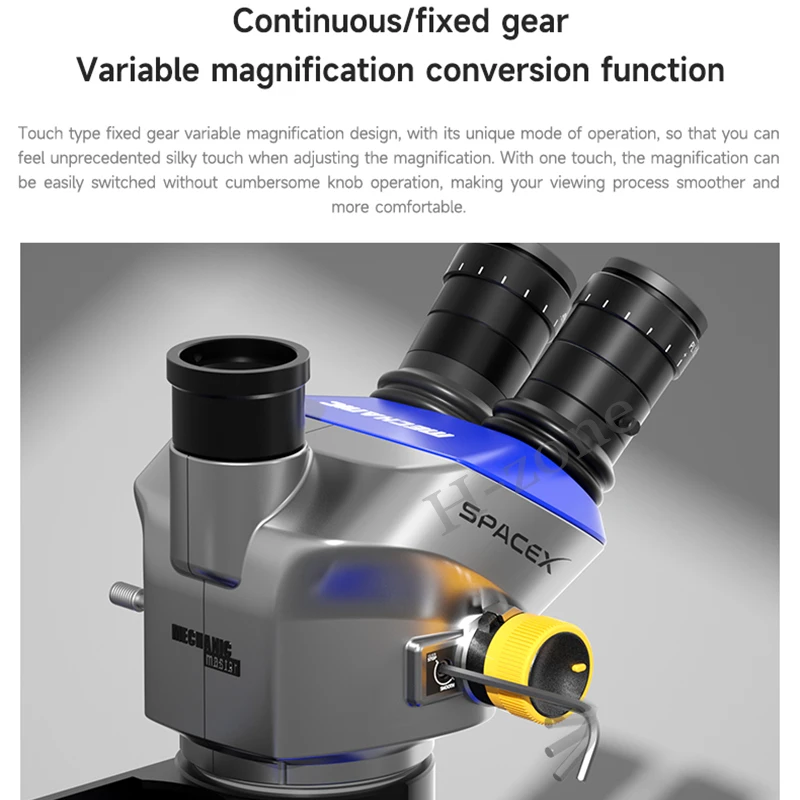 MECHANIC SPACE X series trinocular stereo microscope 6.5X-52X continuous zoom for mobile phone welding PCB repair laboratory