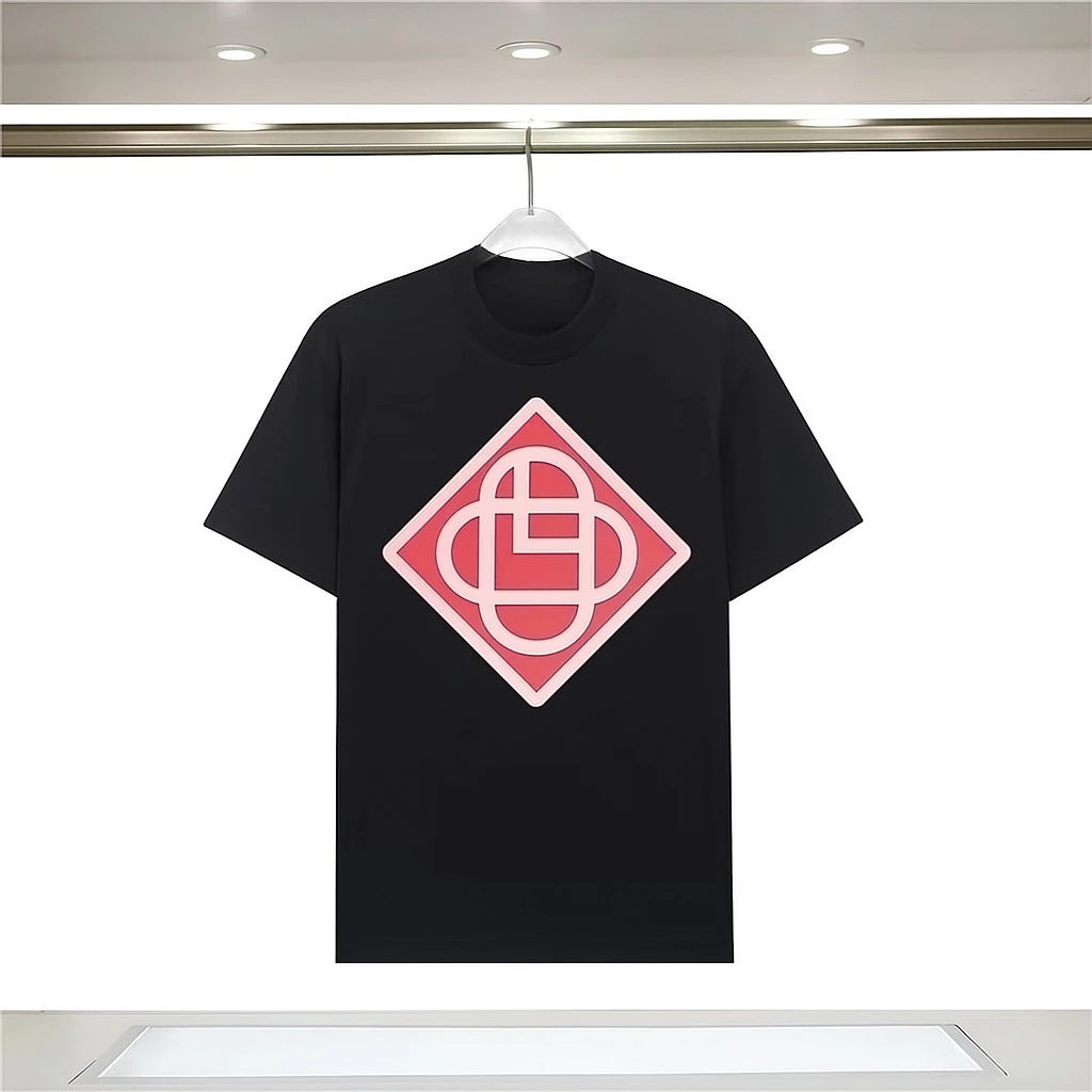 

Красная летняя футболка с коротким рукавом и круглым вырезом с вышитым логотипом, простой стильный повседневный топ для мужчин