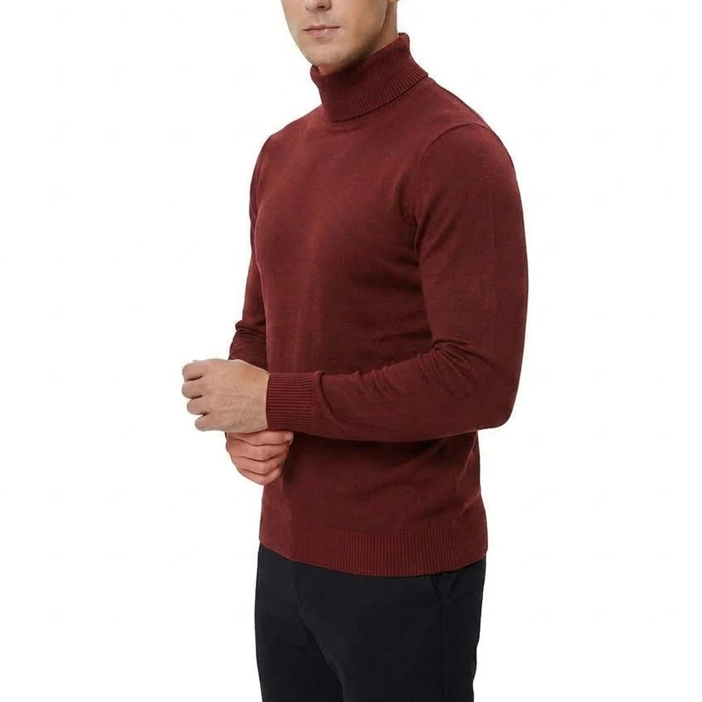 Herren Warmer Rollkragenpullover Einfarbiger Anti-Pilling Strickpullover Klassischer Herbst Hochwertiger Gestrickter Trendiger Herren Winter Streetwear – Detail 16