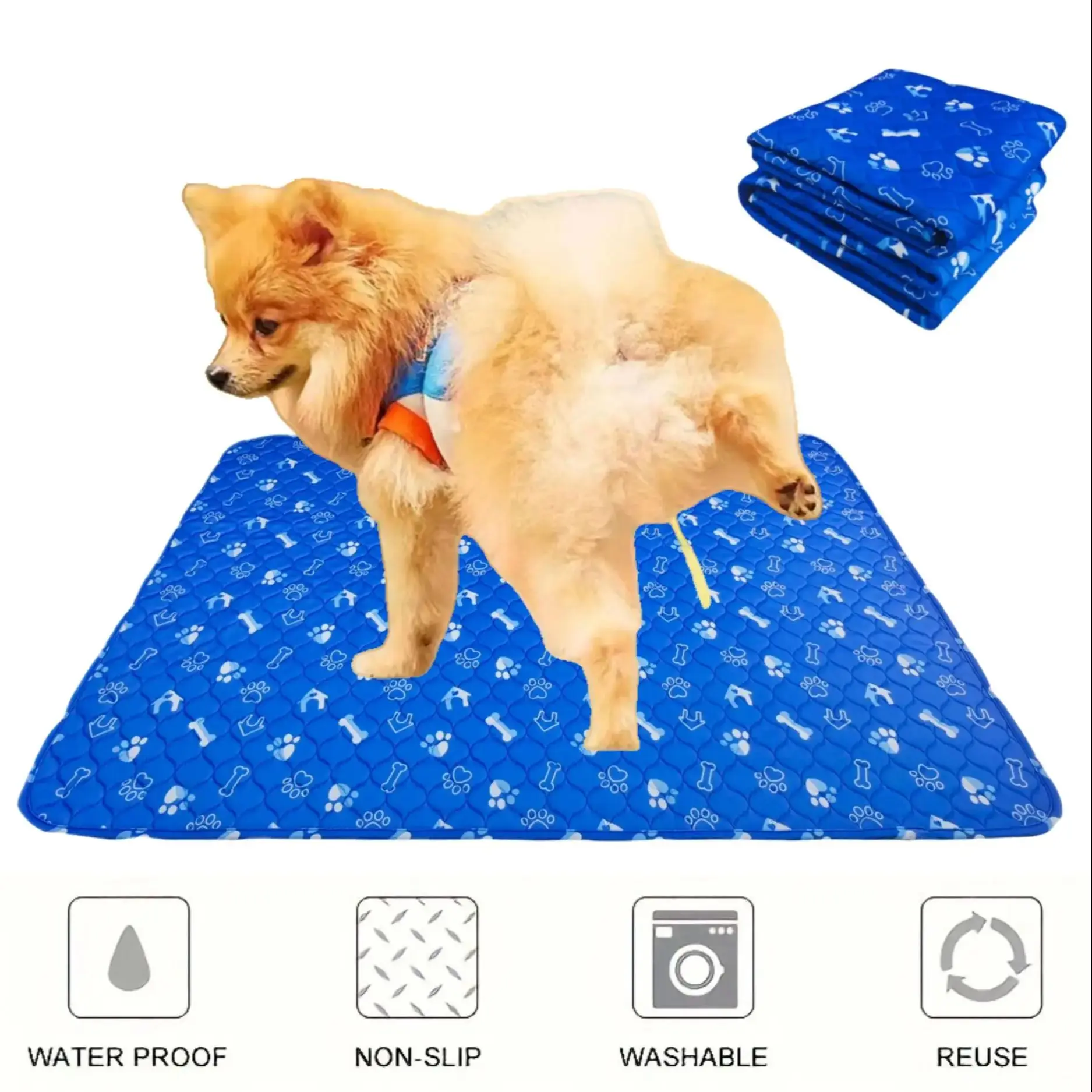 Dog Pee Pads, Washable Pet Cat Sleep Play Pad, Reusable Dogs Puppy Mat, Pet Training Pads for Dogs, Absorbent and Leak-Proof Whe