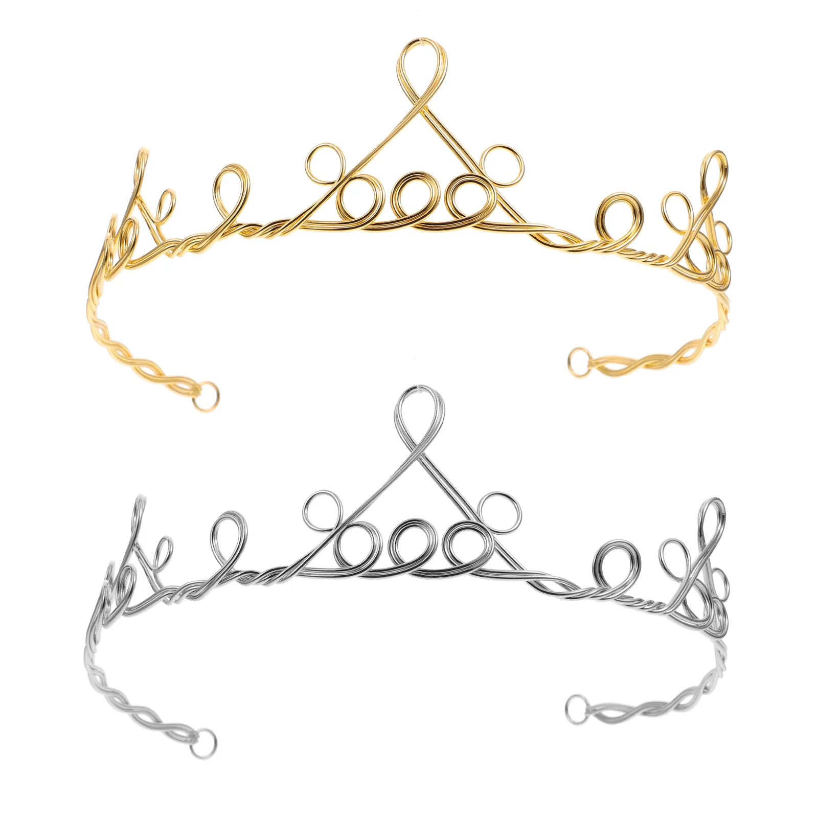 

2Pcs DIY Crown made Tiara Women Crown Vintage Silver H woven Headdress Wedding Party Haircut Decoration Special Occasion