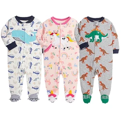 New Baby Pajamas Zipper Cotton Cover All Boys Jumpsuit Toddler Baby Girls Outfit 0-12m Unicorn Rompers Shark Rompers