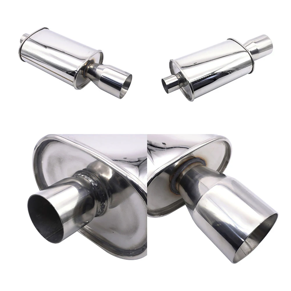 Car Exhaust Muffler Pipes Single Pipe Inlet Outlet Straight-Through Design Stainless Steel Exhaust Tip Replacement Parts