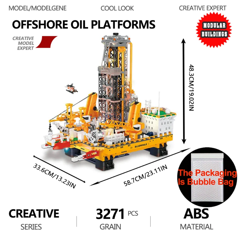 Tiefsee-Ölmodell-Bausteine, Bohrinsel, Offshore-Ölplattformen, Ziegelsteine, schwierige Montagesätze, Spielzeug, Geschenke für Erwachsene