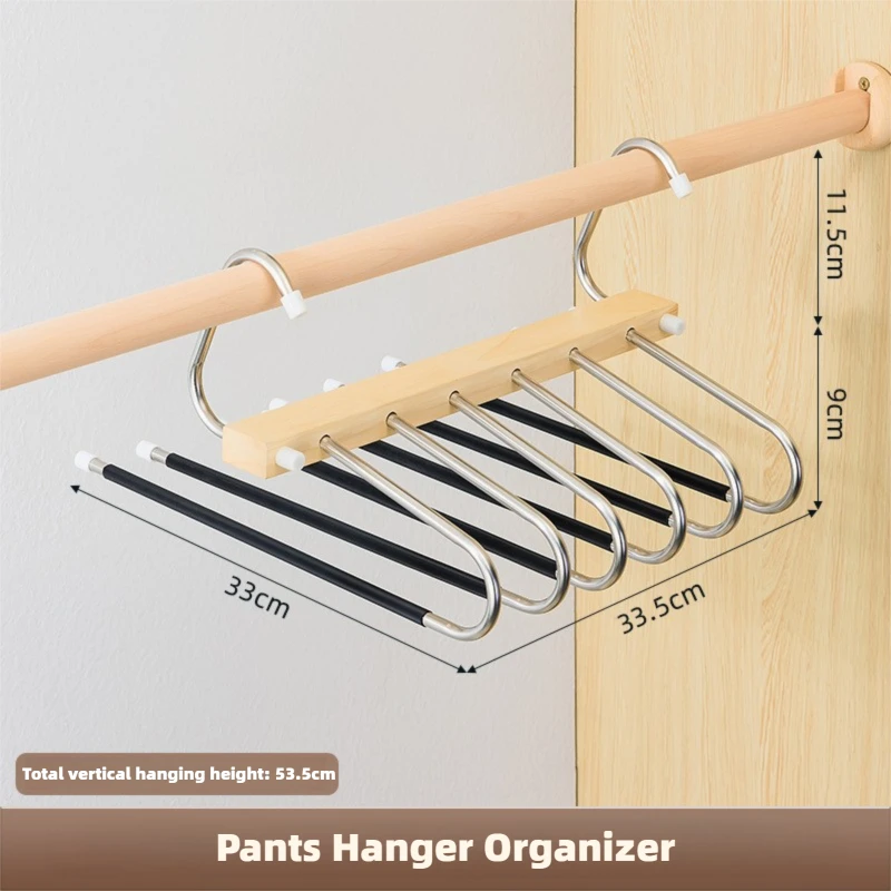 

Stainless Steel Pants Hangers 6 Tier Space Saver Hangers for Pants Anti-Slip Design Home Wardrobe Organization Leggings Skirts
