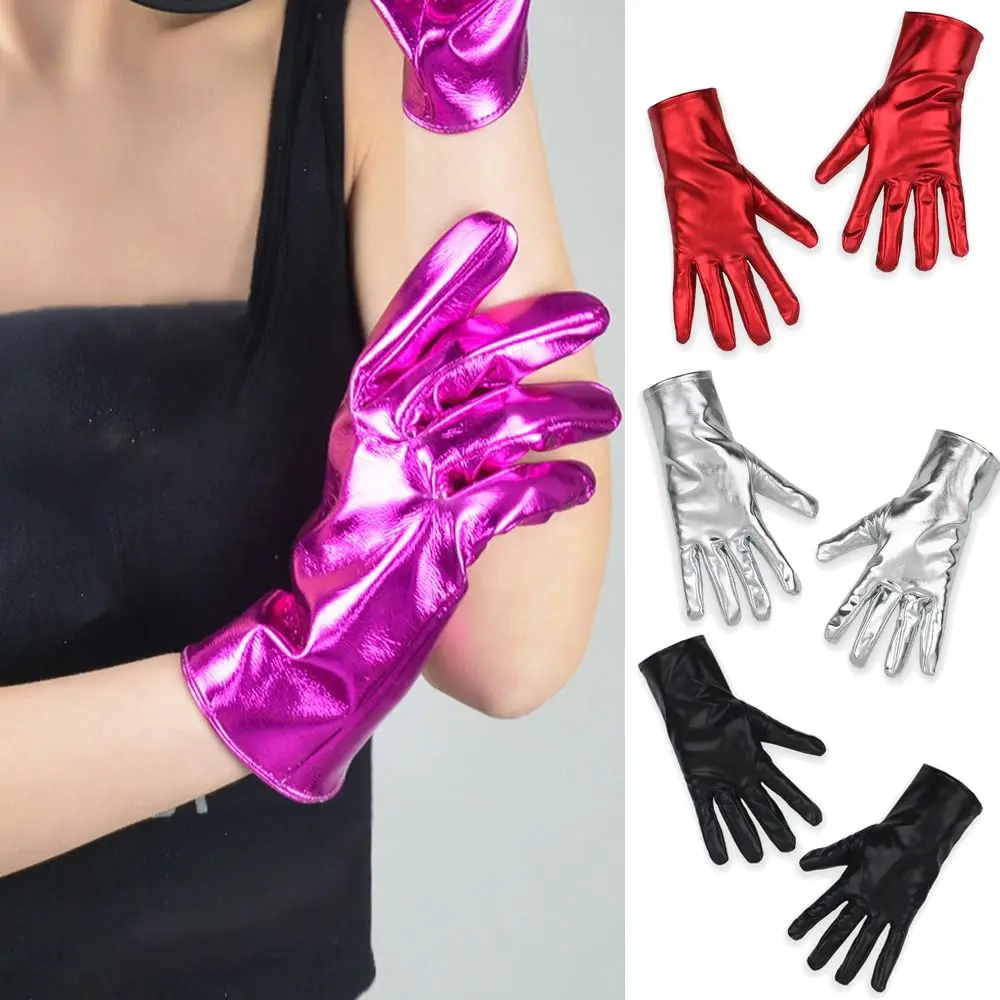 Shiny Women Leather Gloves Cosplay Thin Style Wedding Gloves Gothic Punk Stage Performances Mittens Party