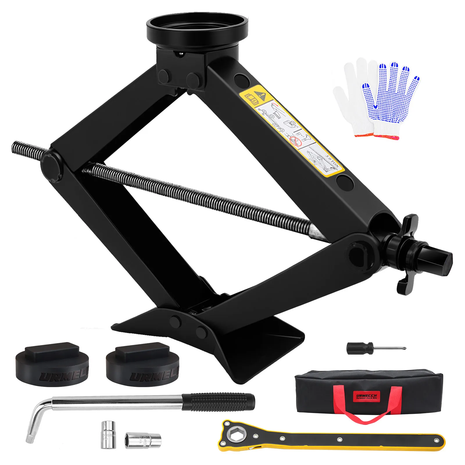 3-Ton Scissor Jack Kit For BMW 1-7 series Z4 X MINI With Rubber Jack Pad Car Spare Tire Changing Tools Kit with L-wrenches