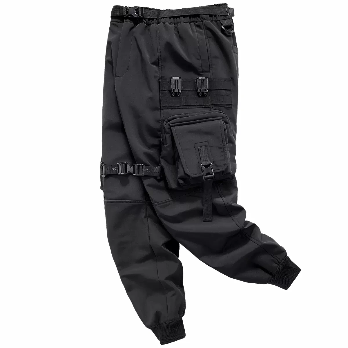 Calça tática grossa de carga masculina, calça multi bolsos funcional, streetwear hip-hop, moda preta, moda inverno, 2022