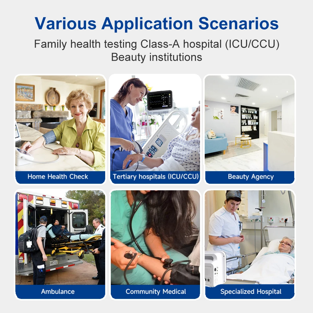 Resoxy Patient Vital Signs Monitor 12.1 Inch screen Human Use 6 Parameters Medical Patient Monitor ECG NIBP TEMP RESP SPO2 PR