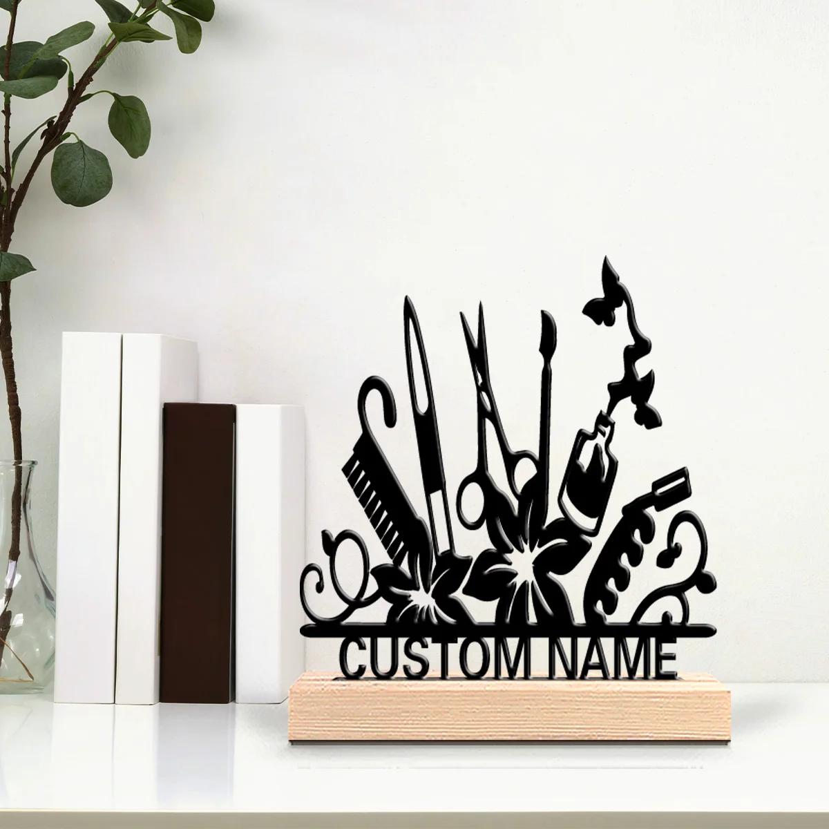 1pc Thriller Personalized Custom Nail and Eyelash Metal Statues Wooden Frame Wall Decor for Living Room Bedroom Eclectic Mystic