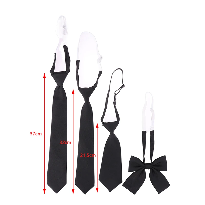 JK Girls' Black Simple Zipper Ties, Uniforme para Meninas, Estudantes, Performance de Palco, Gravata de Pescoço Fosco, Trajes Acessórios