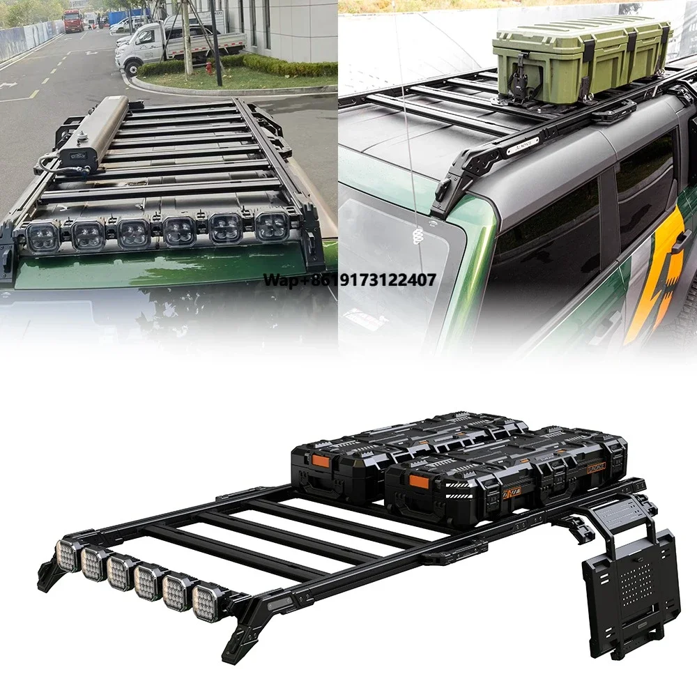 Universal Multifunctional  Aerodynamic Spoiler Design E-powder Coating Aluminum Alloy Roof Basket  Bronco Roof Rack