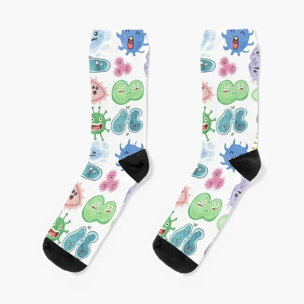 

Cute Microbes Bacteria, Virus, Ecoli MicroBiology Seamless Pattern Sticker Pack. Socks hiphop Men's Socks Women's