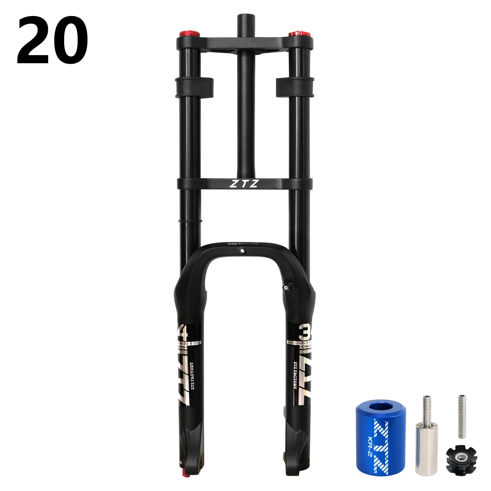 ZTZ 20/26 inch 4.0 Fat Tire fiets luchtverende vork - 180 mm veerweg, 135 mm naafafstand, QR 9 mm, dubbele kroon schokdempervork
