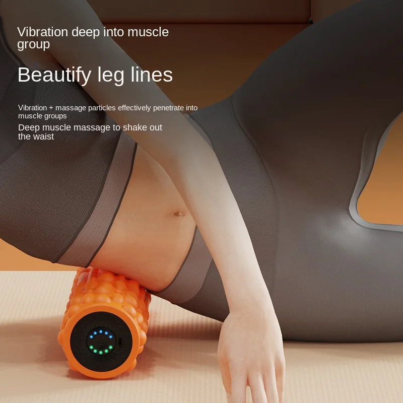 Fitness equipment electric foam roller whole body muscle relaxer beautiful leg massage stick roller vibration yoga column