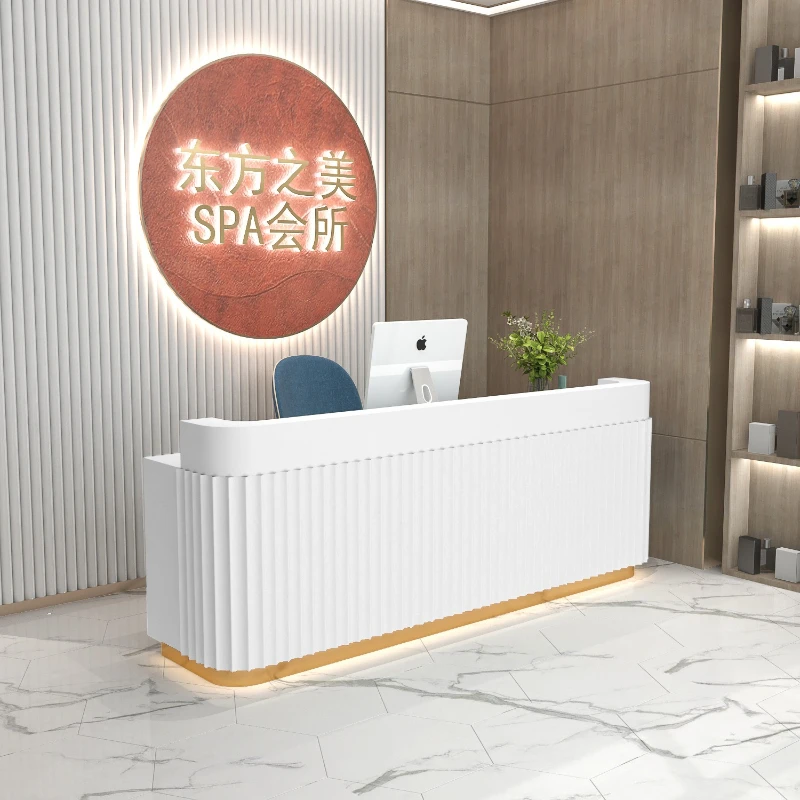 

Light luxury lacquered Reception Desks clothing modern Reception Desks arc-shaped beauty Office Furniture receptie ZY40JDT