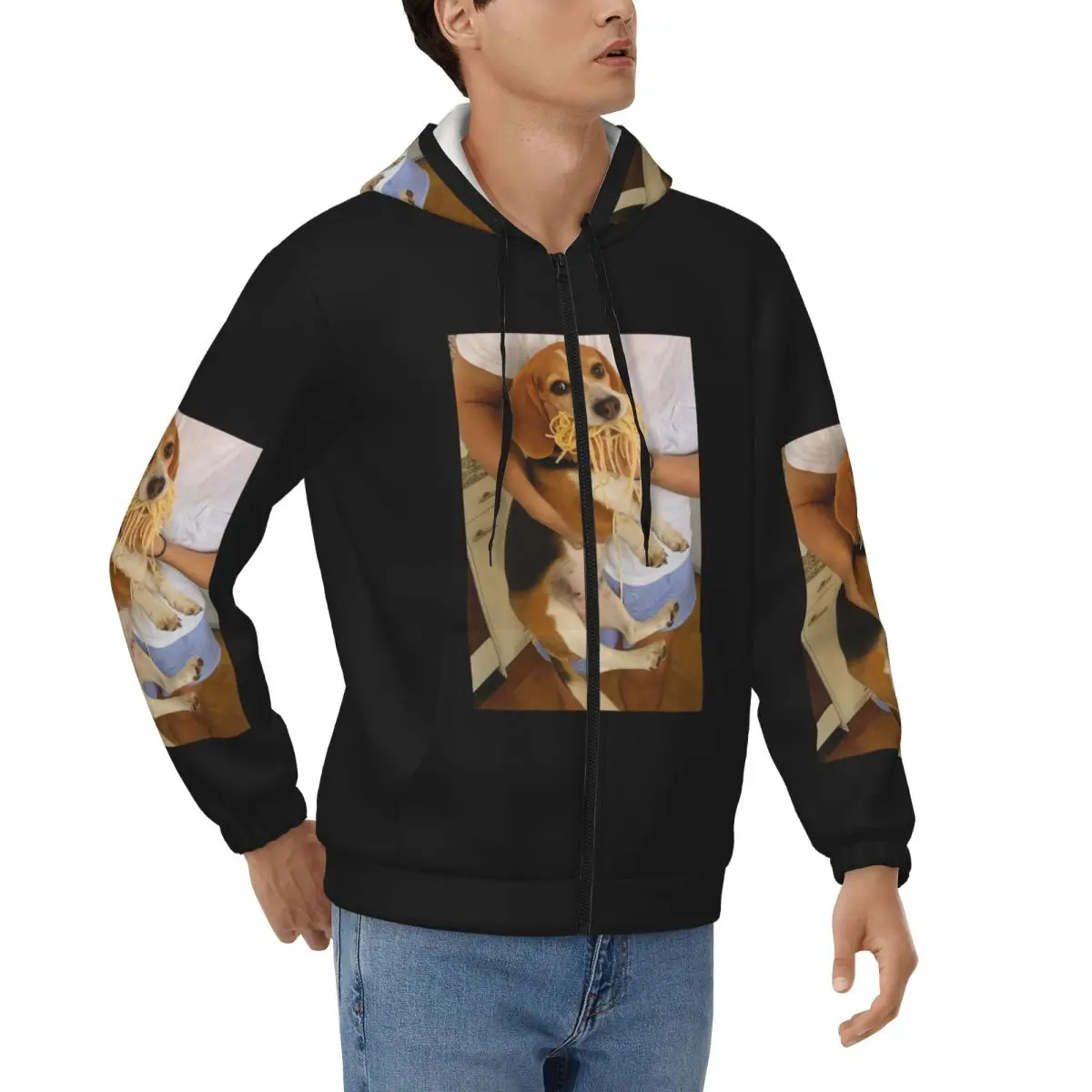 Funny Beagle Dog Design Zipper Hoodie Harajuku Pullover Autumn Winter Men's Women's Sweatshirts Long Sleeve Tops
