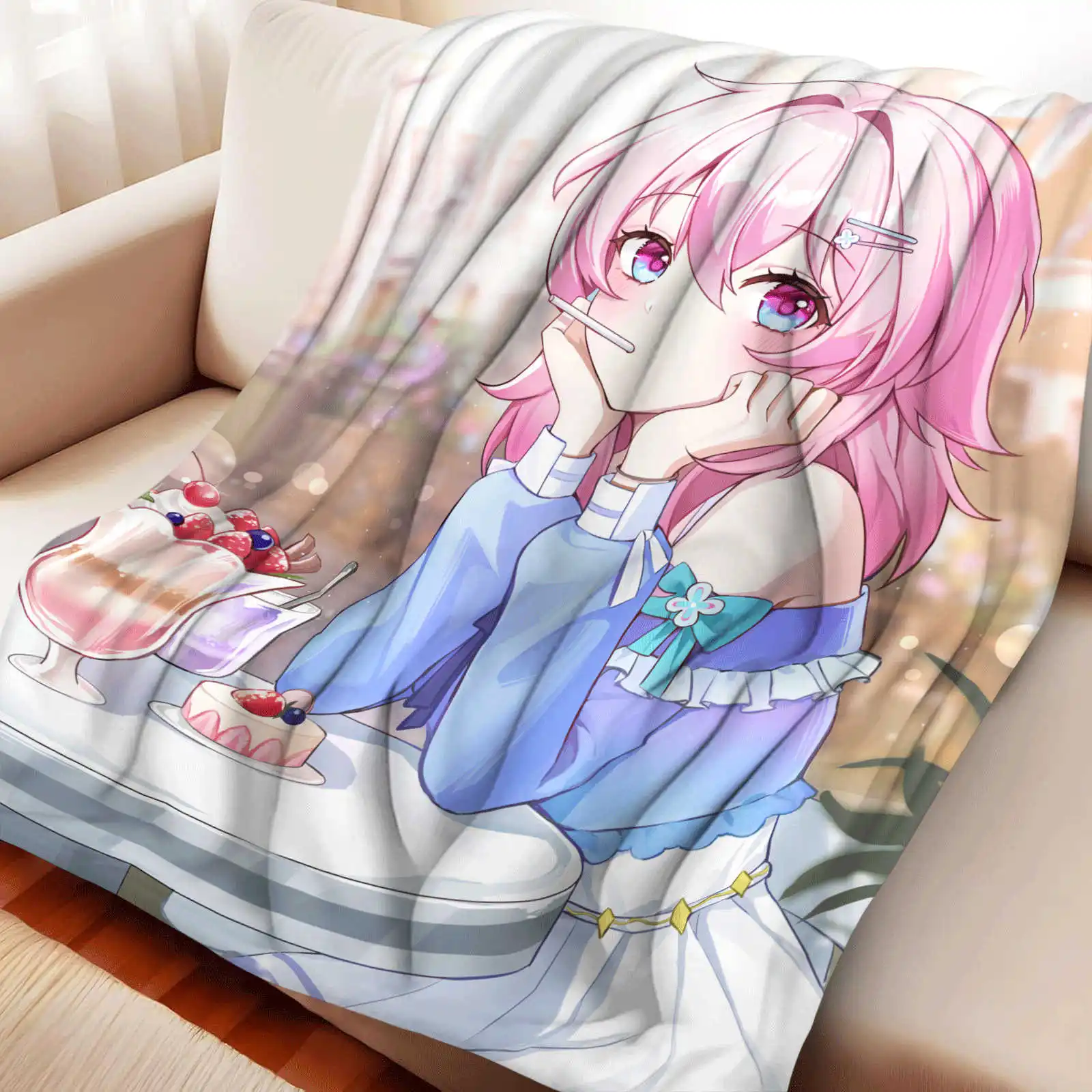 혼카이 스타 레일 3월 7일 플란넬 담요 시리즈 어린이 담요 소파 장식