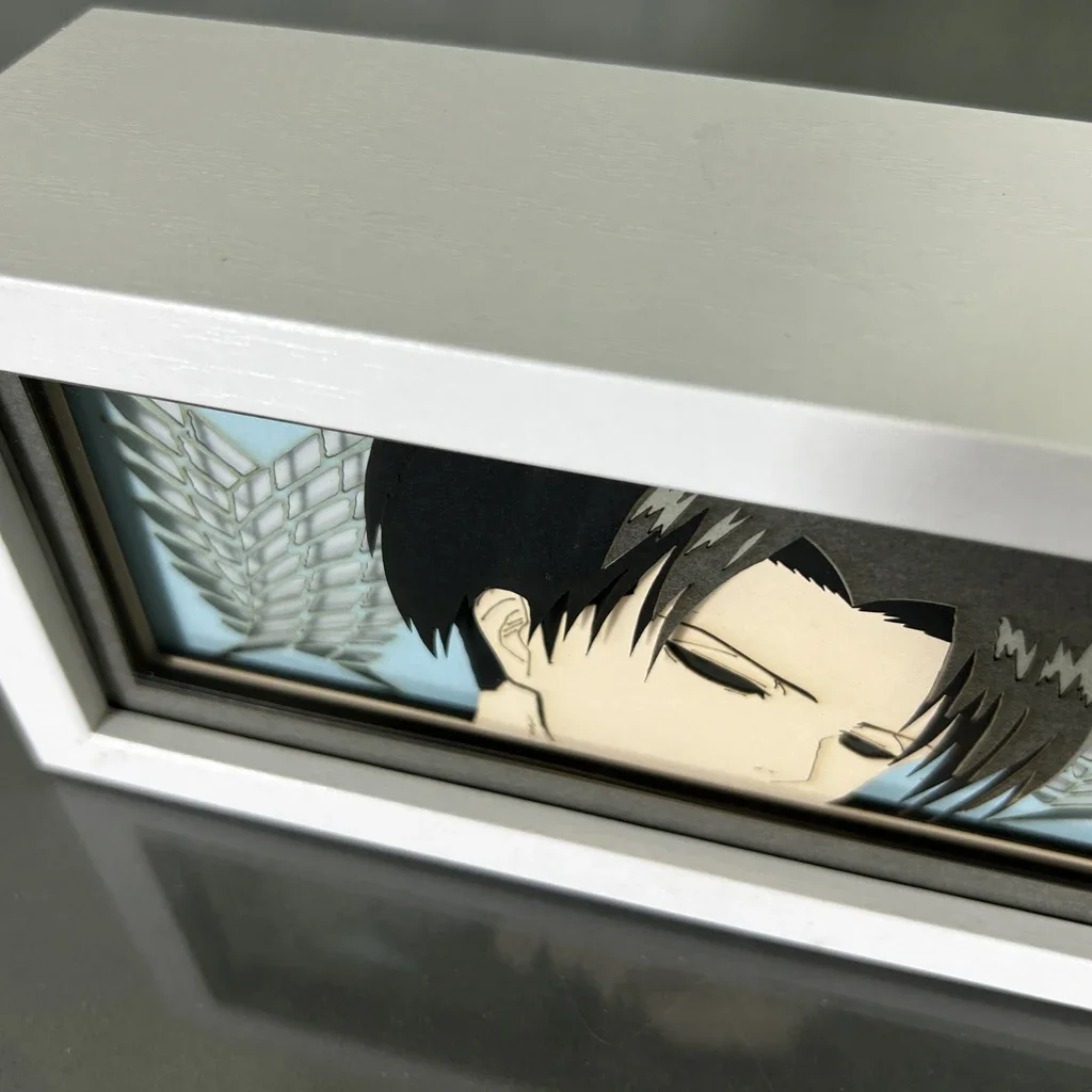 Anime Attack on Titan Fiugures Peripherals Levi Led Light Paper Cut Shadow Box Mikasa Figures Lightbox Ornaments Toy Boys Gifts