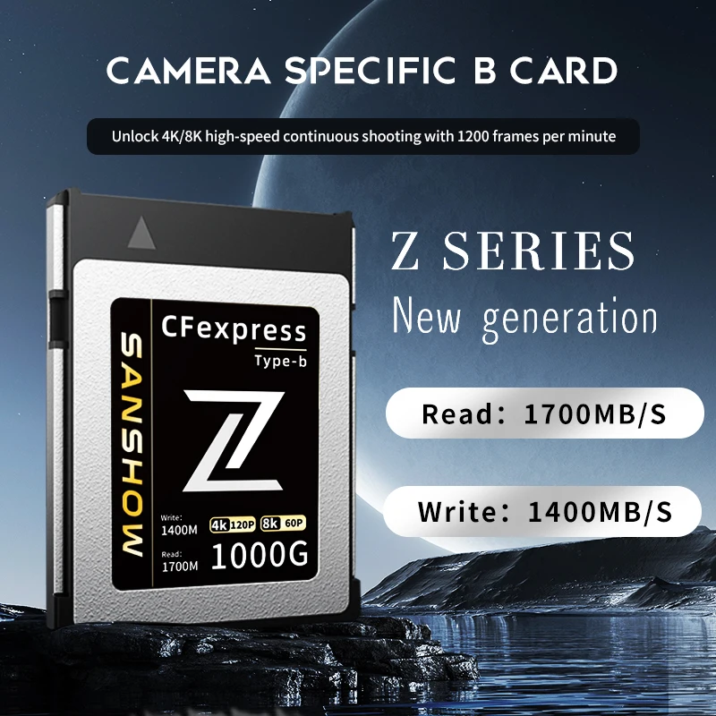 Z-Series Professional CFexpress Type B Memory Card-1000GB, for Photographers, Videographers, 1700MB/s Read 1400MB/s Write, 8K Vi