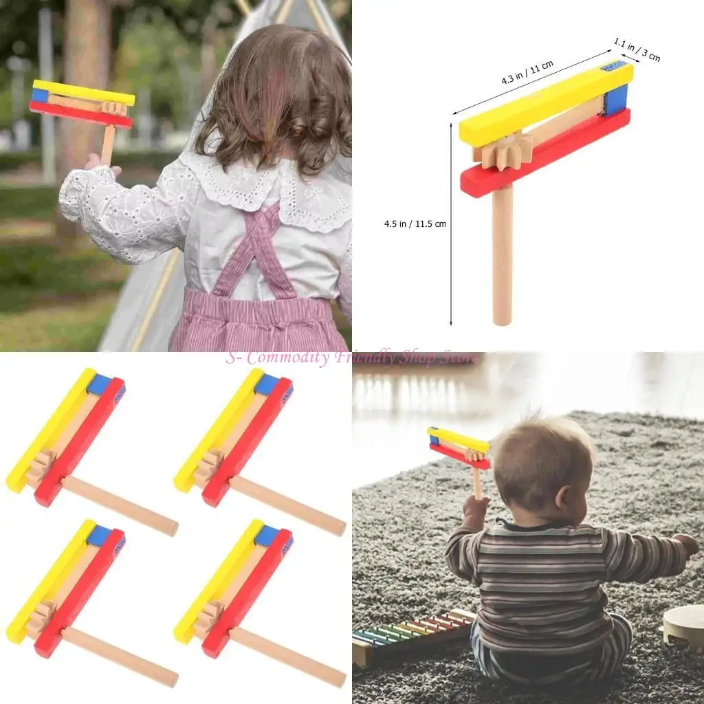 85EAE PAKIET 4 Castanet Percussion Toy Long uchwyt muzyczny instrument dla dzieci uczenie się muzyki i występy sceniczne