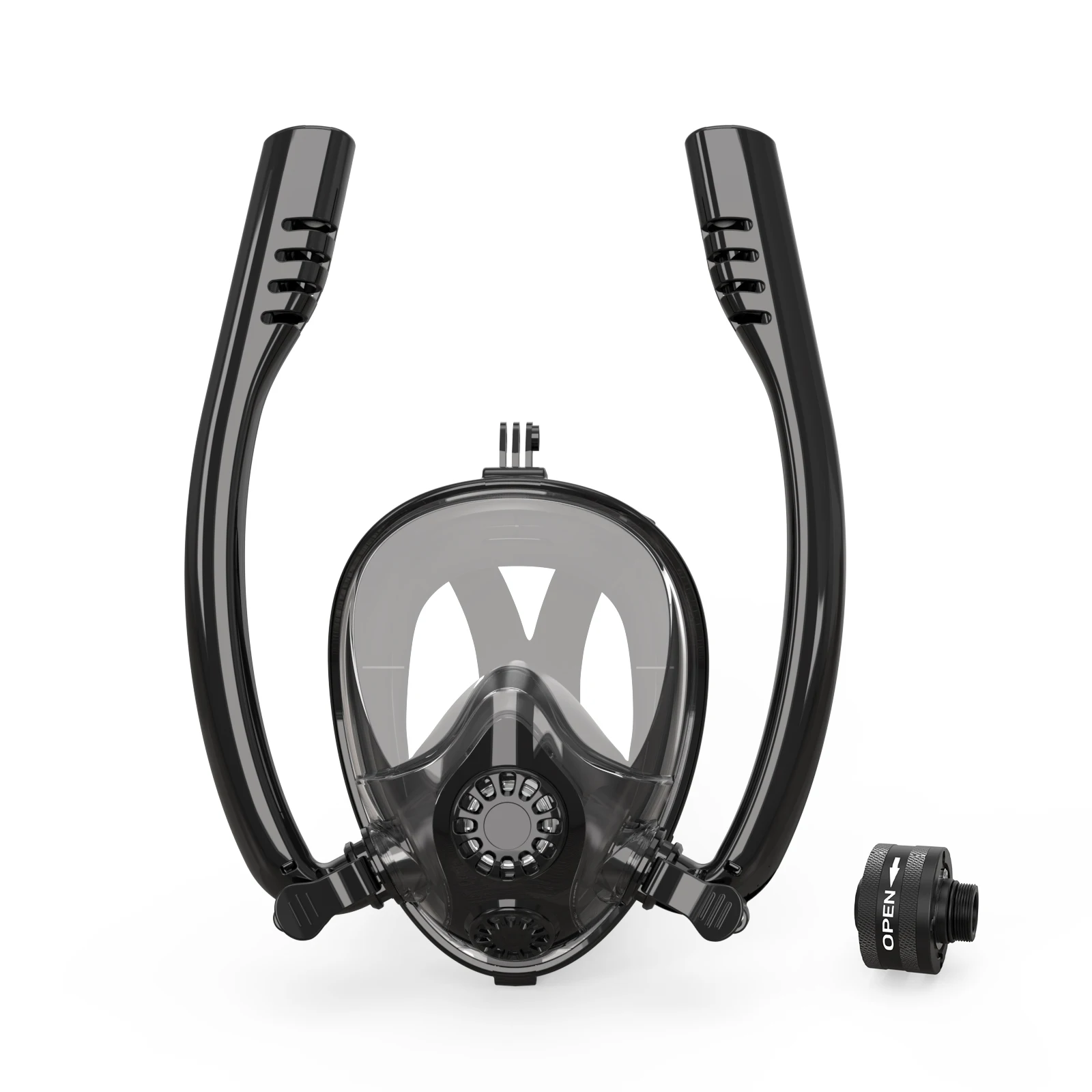 

TRIMIX Full Face Snorkel Mask Compatiable with 0.5L/0.7L Mini Scuba Tanks, Scuba Mask with Anti-Fog& Leak Flat Lens