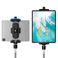 iPad and Phone Tripod Mount Adapter with Ball Head iPad Holder for Tripod 360 Rotatable Tablet Clamp Mount fits iPad Pro 12.9