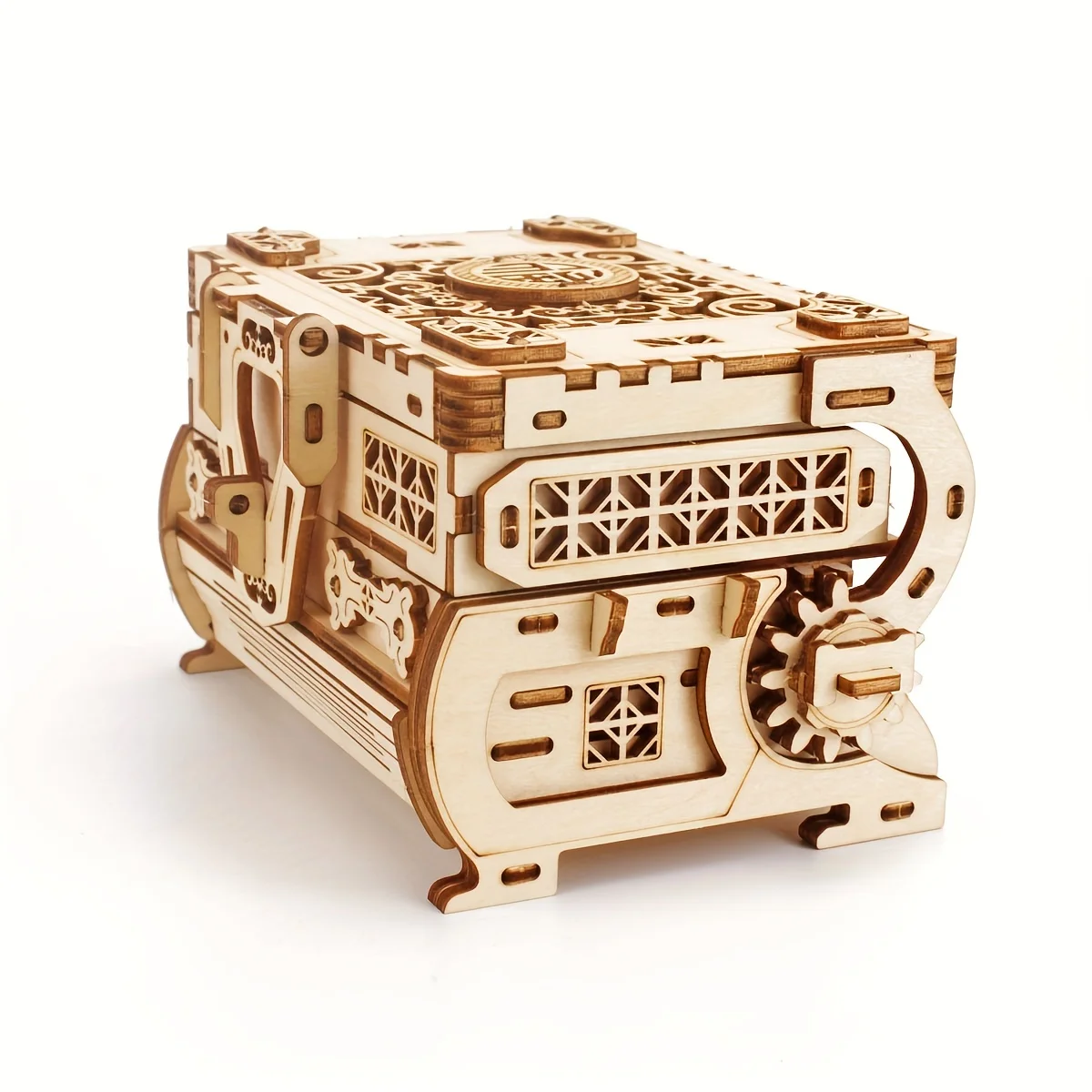 3D three-dimensional puzzle gift wooden hand-assembled machinery creative treasure box can be opened, jewelry box.