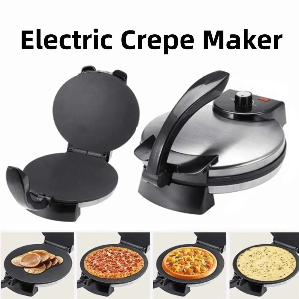 Non Stick Electric Crepe Maker Easy Cleaning Simple Roti Maker Machine Knob Temperature Control Heating Evenly Cooking Pan