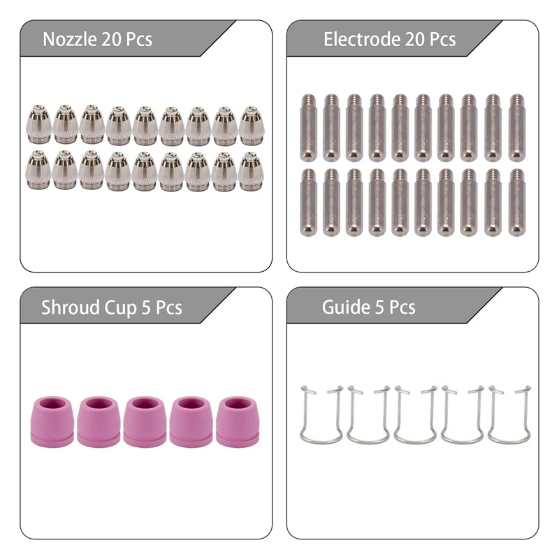 Imagem -05 - Cortador de Plasma e Tocha de Corte Bicos de Ponta Kit de Consumíveis Acessórios 50pk Ag60 Sg55 Wsd60