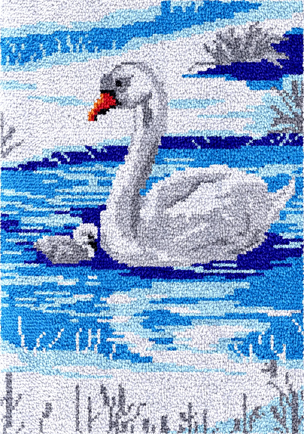 Large latch hook rug making kits with Pre-printed Hobby Embroidery plastic canva for adult DIY carpet swan Home decoration bag