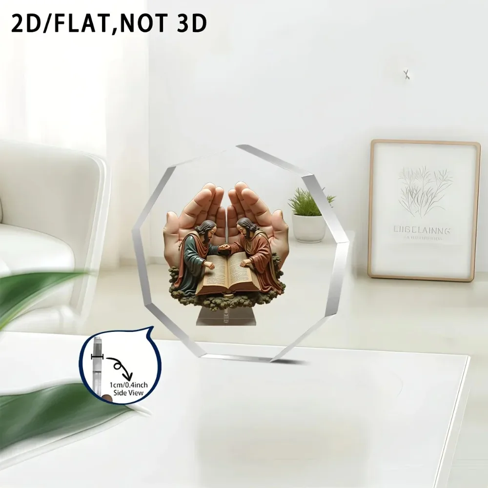 CIFBUY Crystal Acrylic Desktop Ornament Religious Decor Stand 2D Foldable Wall Art Home Office Bookshelf Gift