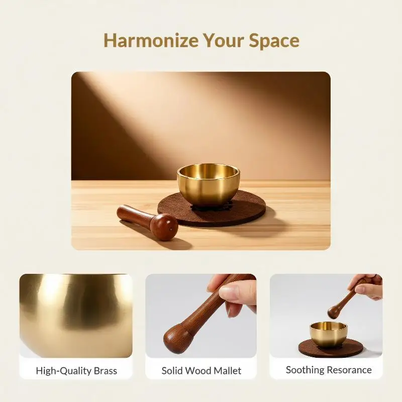 Mini-Messingschale für Gesang, Traditionelle Beruhigende Klangschale für Tägliche Achtsamkeitspraxis, Meditation und Angstlinderung – Detail 1