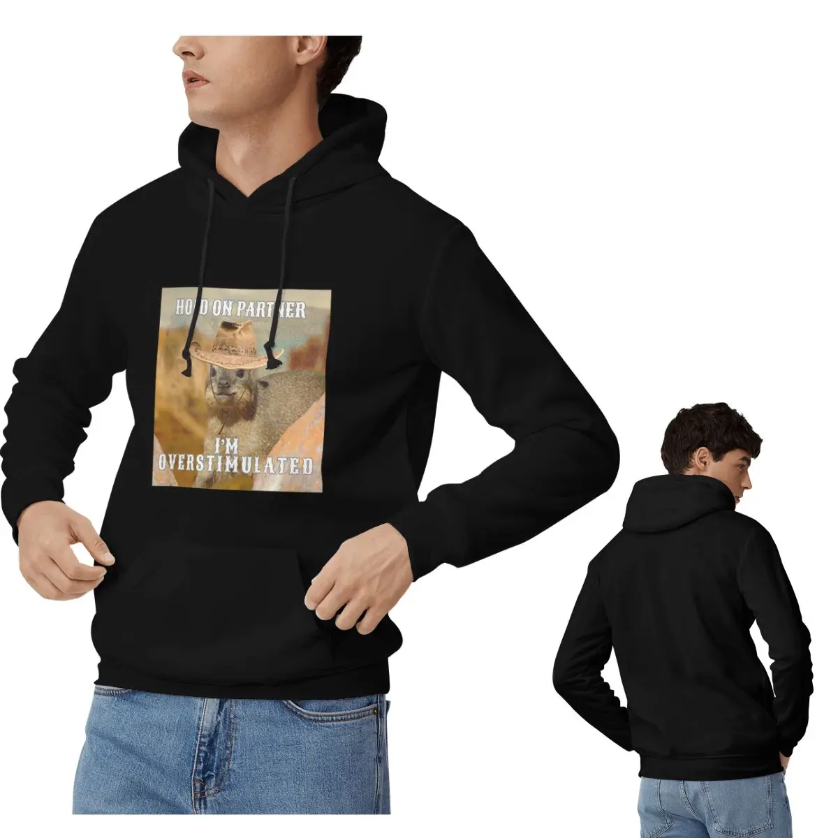 

Толстовки Hold On Partner I'm Overstimulated Rock Hyrax, мужские и женские пуловеры, толстовка в стиле хип-хоп с длинными рукавами и капюшоном, осень-зима