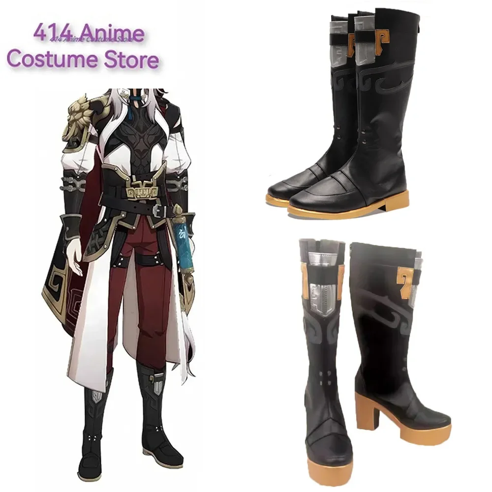 

Honkai: Star Rail Jing Yuan Cosplay Boots Black Shoes Xianzhou Luofu Arbiter Generals Cloud Knights Halloween Costumes Prop