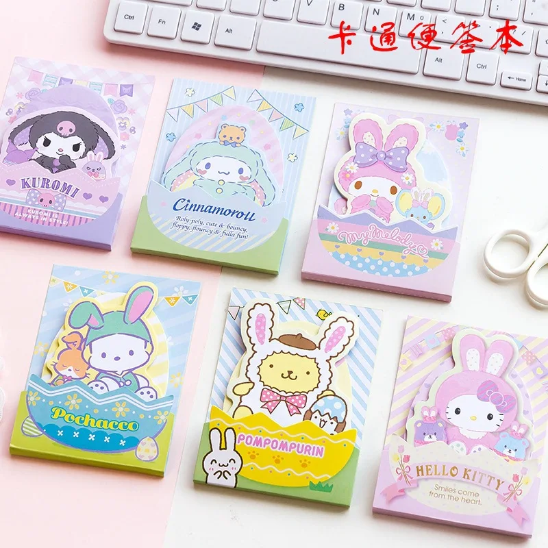 Cartoo Kuromi My Melody Hellokts Anime Sticky Note Paper Kawaii Message Notes Book Memo Pad Student Creative Stationery Gift Toy