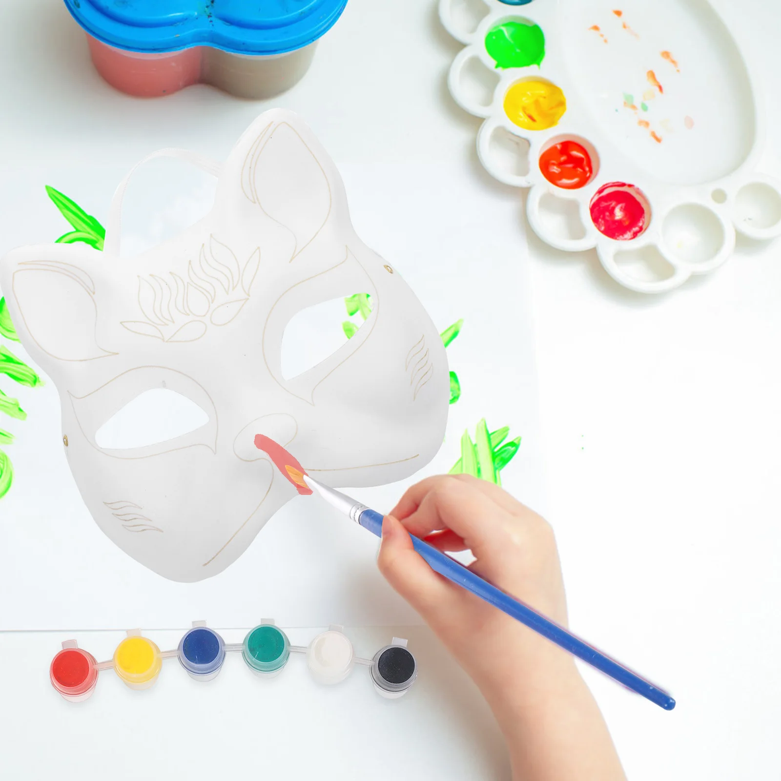 

5 Pcs Cat Face Mask Bases Halloween Animal Coloring Masks Diy Masquerade Bulk Pulp Cosplay
