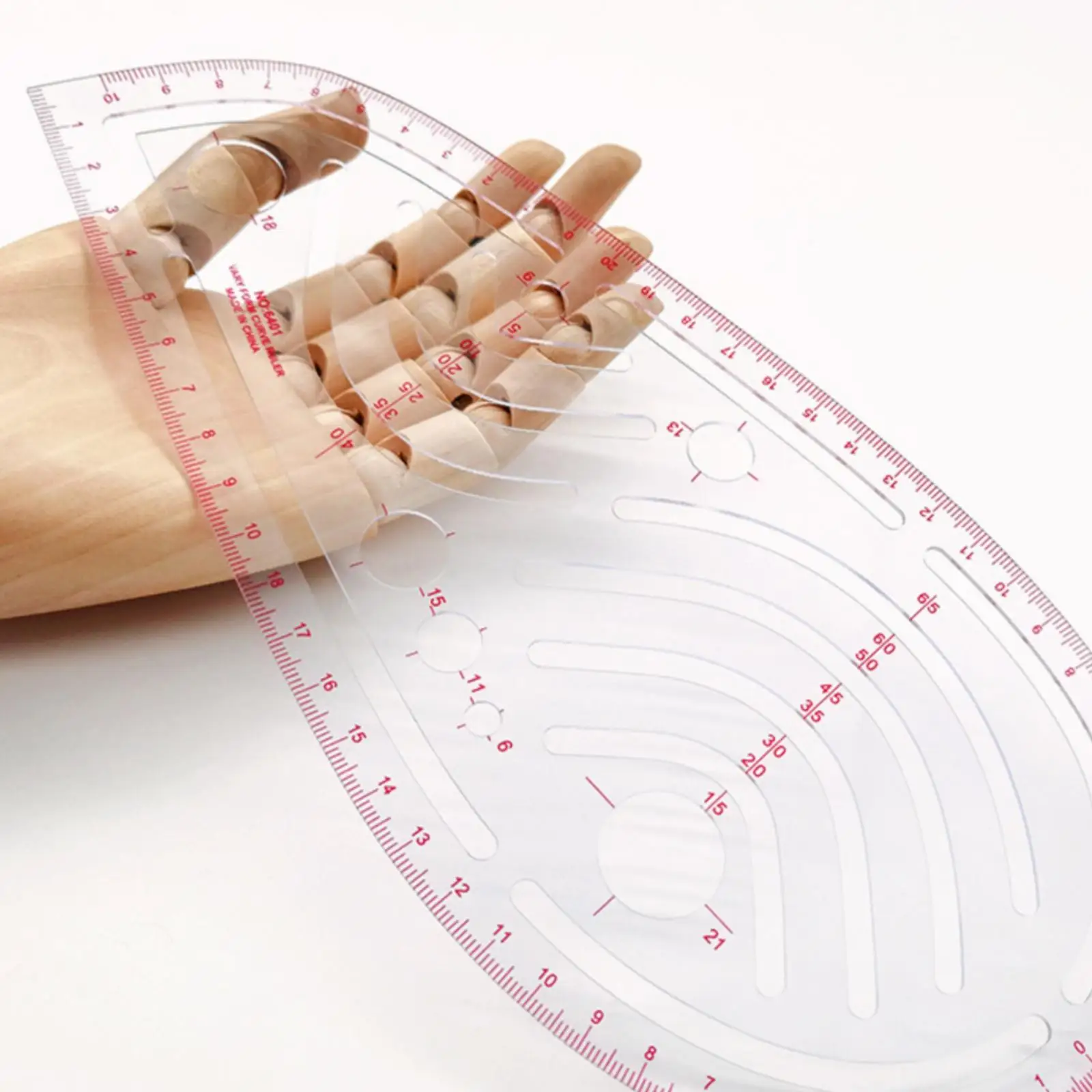 Clear PVC Sewing Pattern Ruler Set for Technical Drawing and Measuring with Pink Grid Lines for Dressmaking Tasks