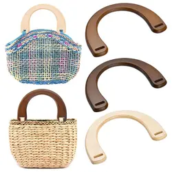 1PC Wooden Bag Handle Ring Handbag Handles Replacement DIY Purse Luggage Handcrafted Accessories U-shaped