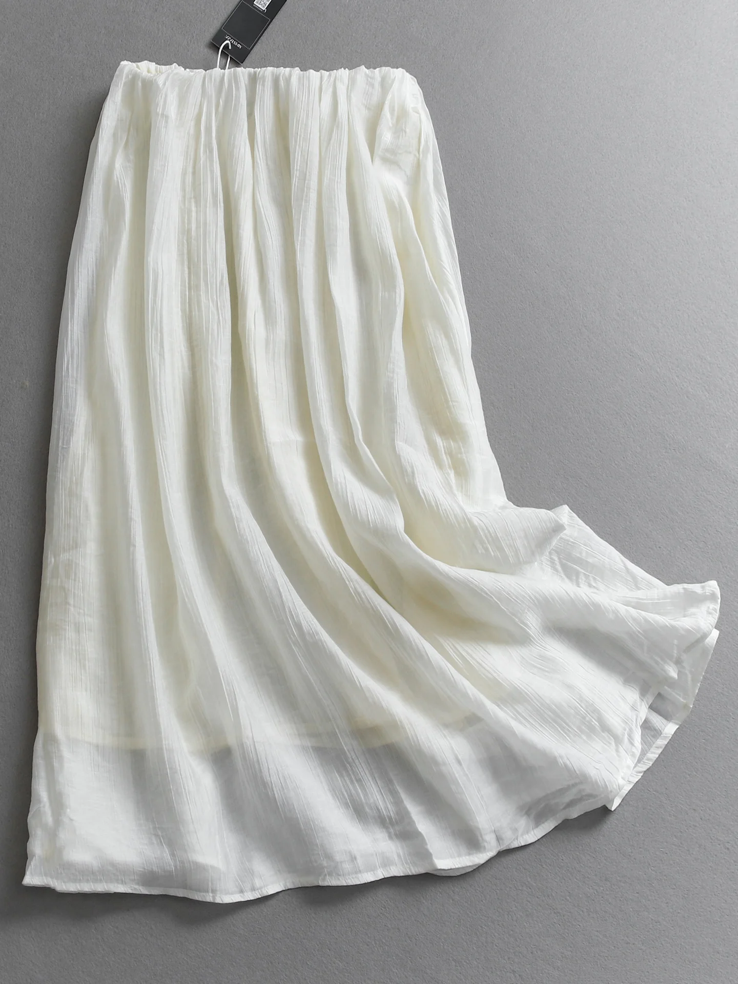 

Breathable Women's A-Line Midi Skirt Loose Fit Blend High Waist Elastic Waist Large Hem Gauzy Texture Half Body Skirts